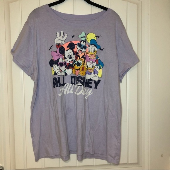 Disney “All Disney All Day” Purple Short Sleeve T-Shirt Size 2X - Picture 1 of 7